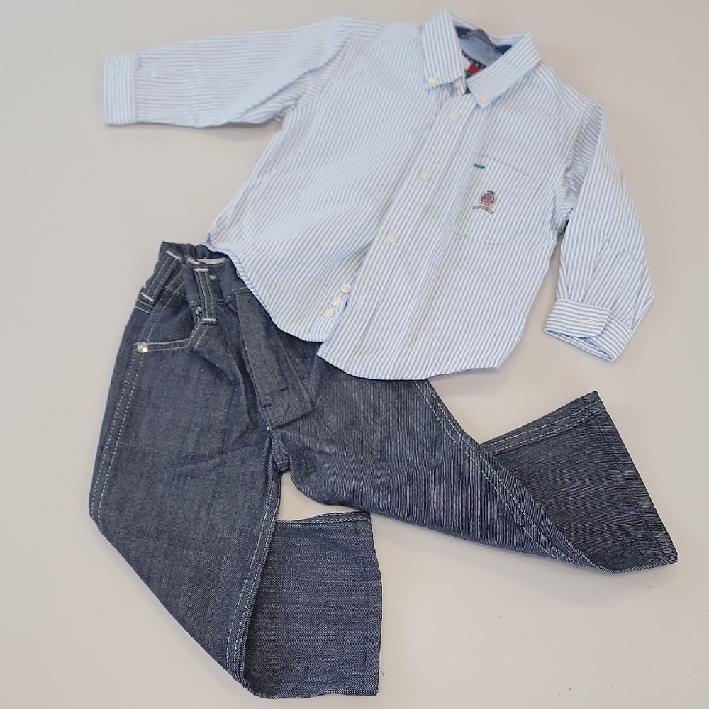 Tommy Hilfiger Blue Striped Shirt & Vintage Jeans